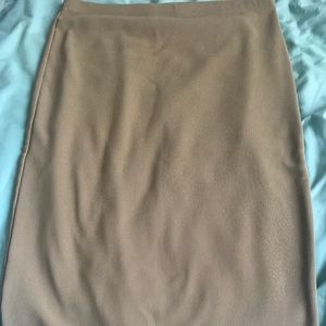 F21 Ribbed Tan Midi Skirt